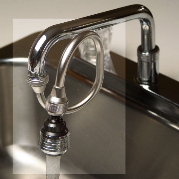 kitchen faucet installed with Vortex Water Revitalizer