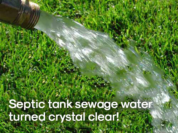 Septic tank sewage water turned crystal clear