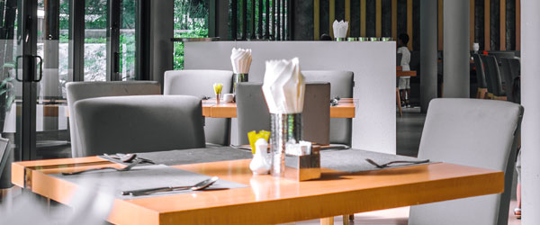 Table dining set in a restaurant